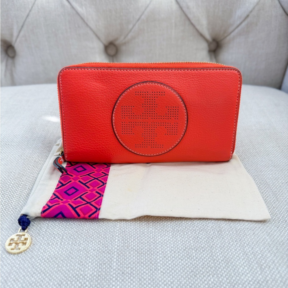 Tory Burch Orange Leather Wallet